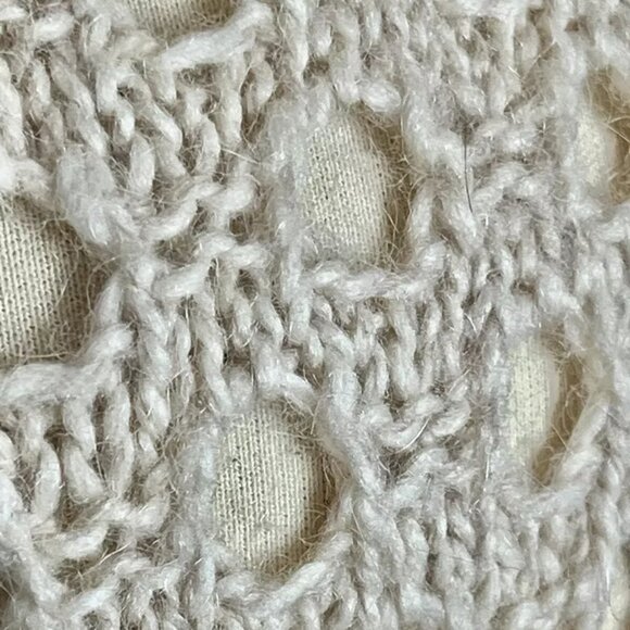 Ann Taylor Sweater L Ivory Open-Knit Top Extra Fine Merino Wool Alpaca Eyelet - Picture 5 of 8